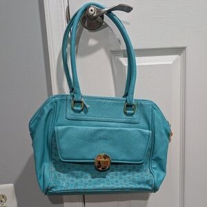 Lulu by Lulu Guinness Turquoise Blue Satchel with Gold Hardware